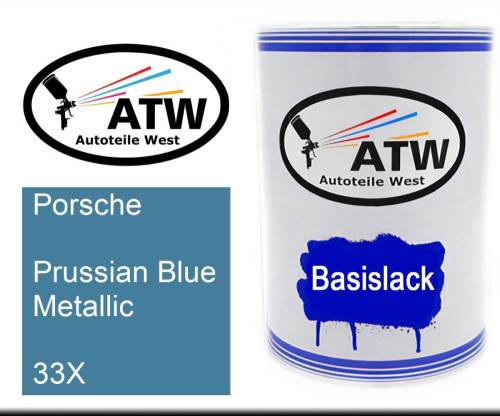 Porsche, Prussian Blue Metallic, 33X: 500ml Lackdose, von ATW Autoteile West.